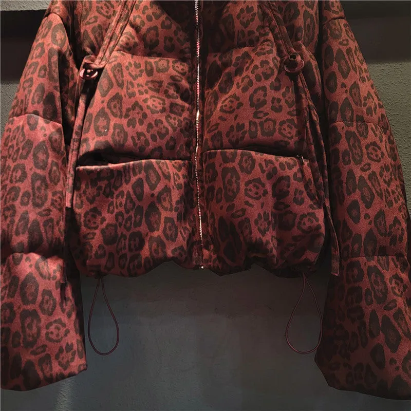 Pre Order: Thickened Animal Print Down Cotton Jacket