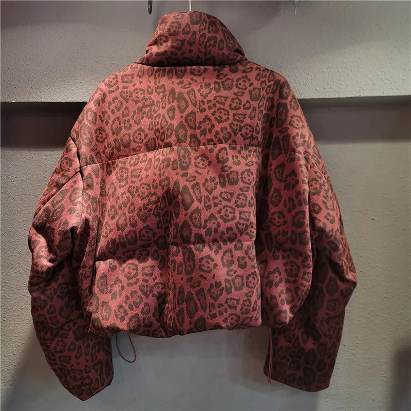 Pre Order: Thickened Animal Print Down Cotton Jacket