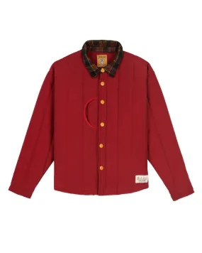 Puffer Button Up Shirt Jacket - Red