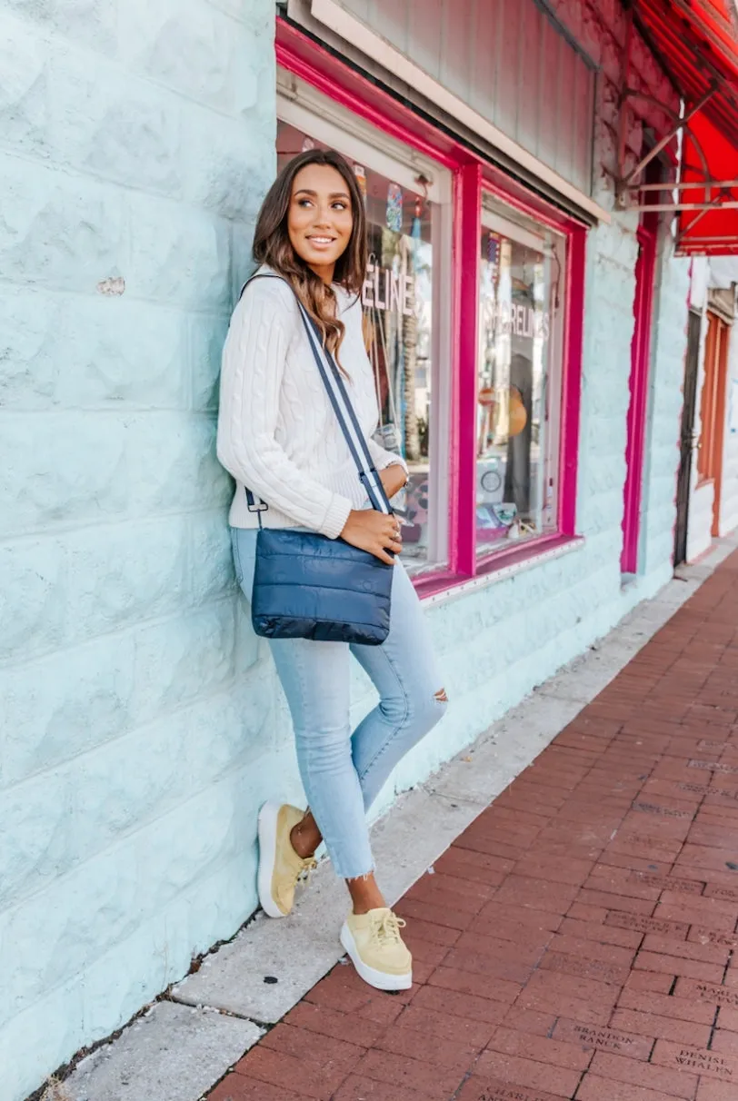 Puffer Purse in Shimmer Navy Blue