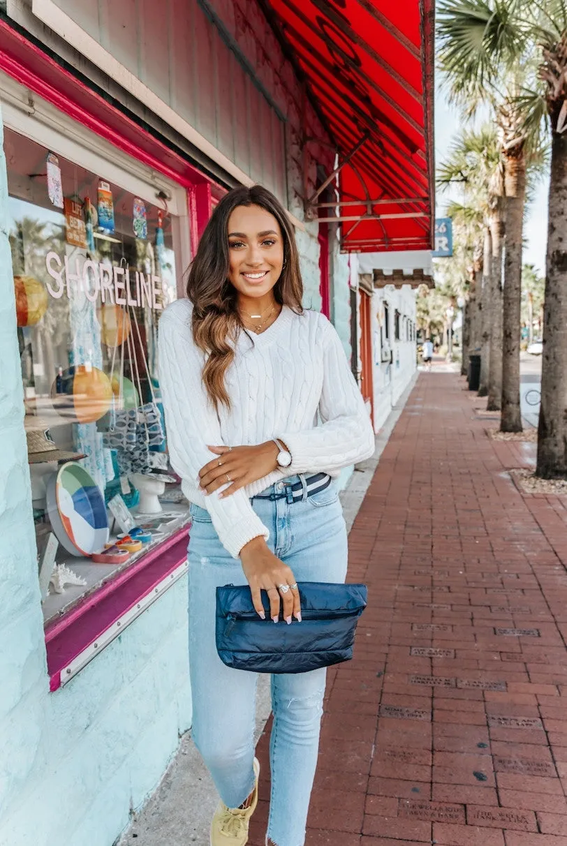 Puffer Purse in Shimmer Navy Blue