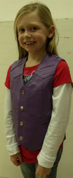 Purple Leather Kids Vest