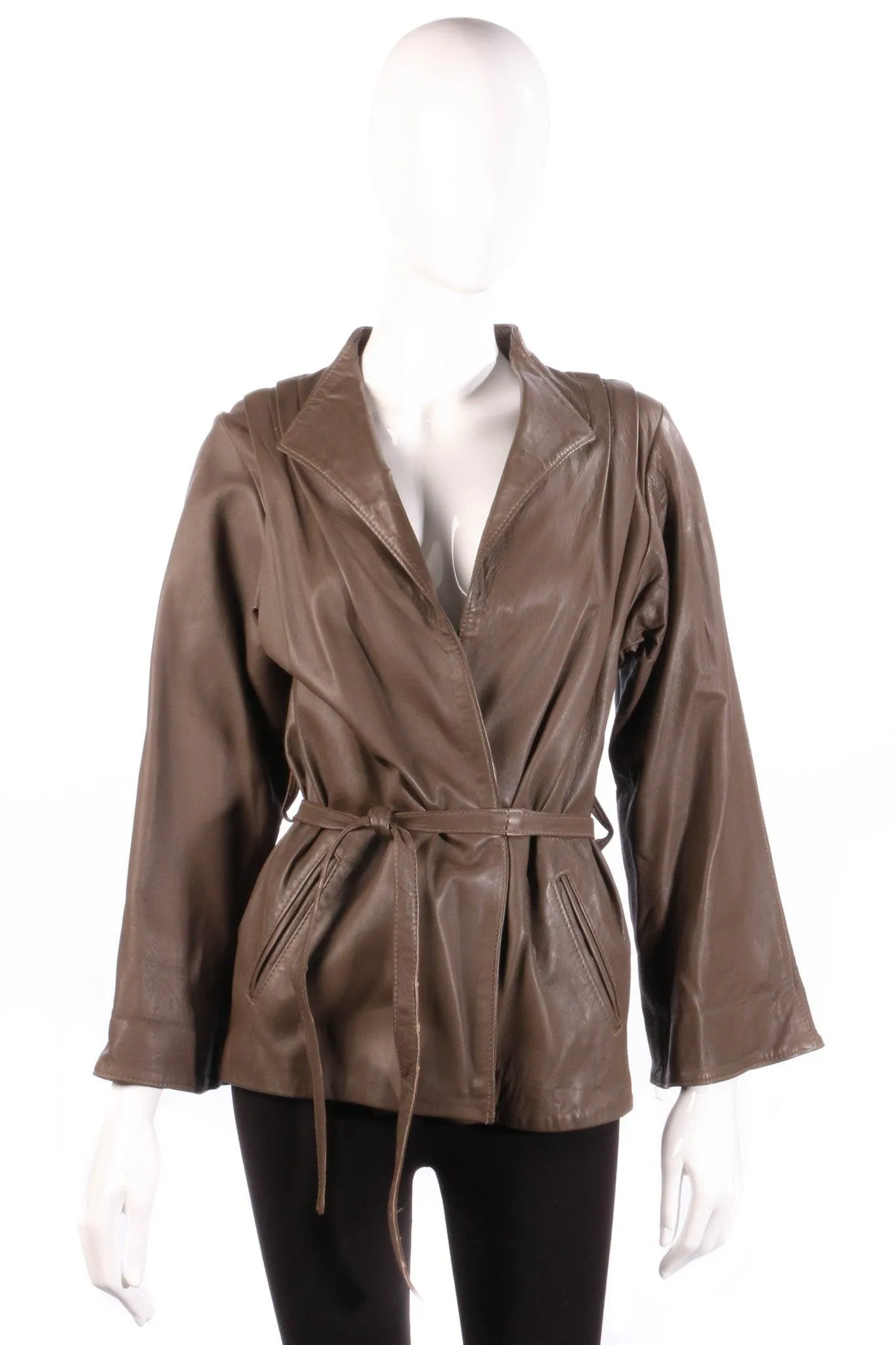 Radars Vintage Real Leather Brown Jacket with Waist Tie Size 10/12