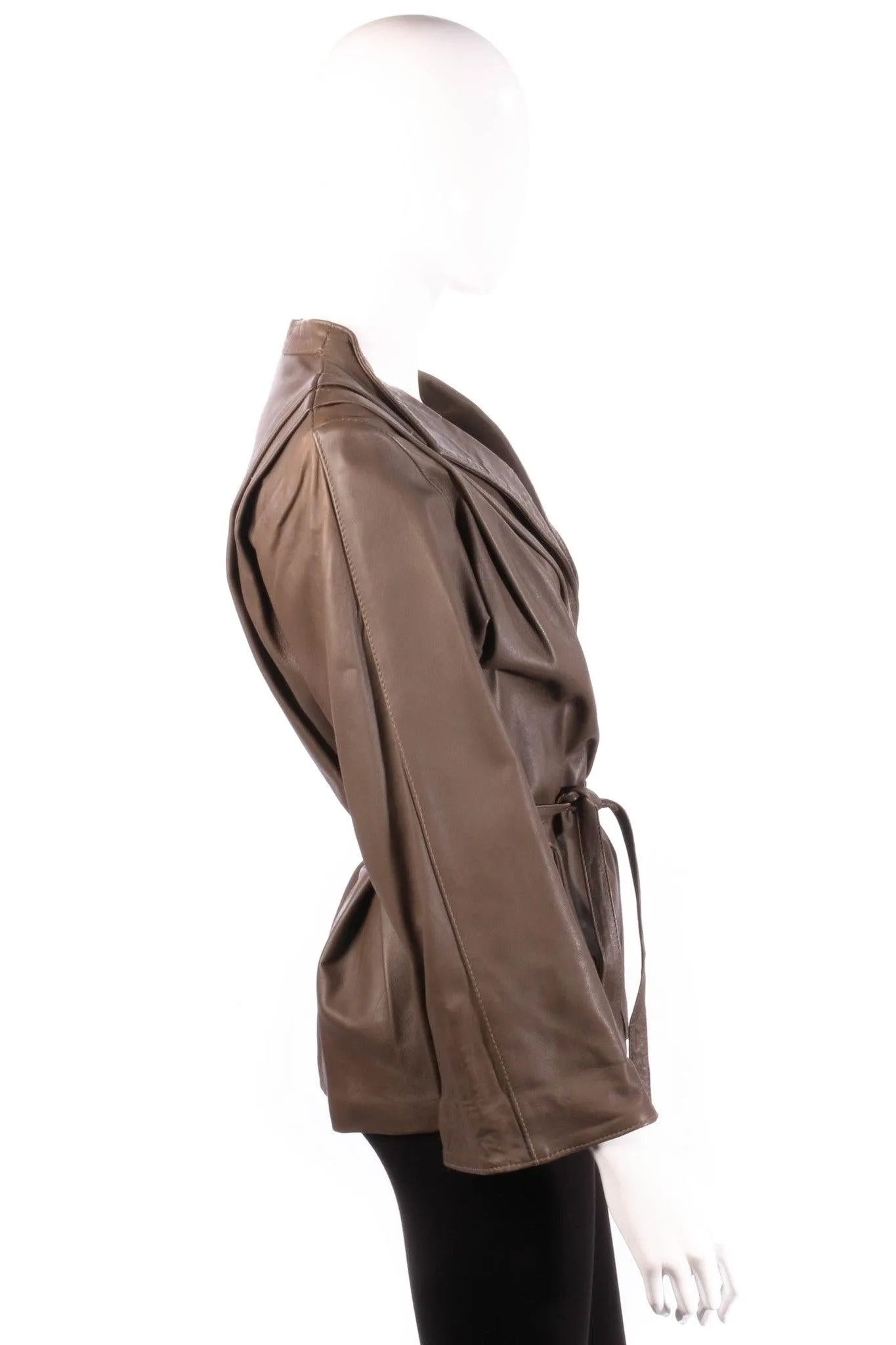 Radars Vintage Real Leather Brown Jacket with Waist Tie Size 10/12