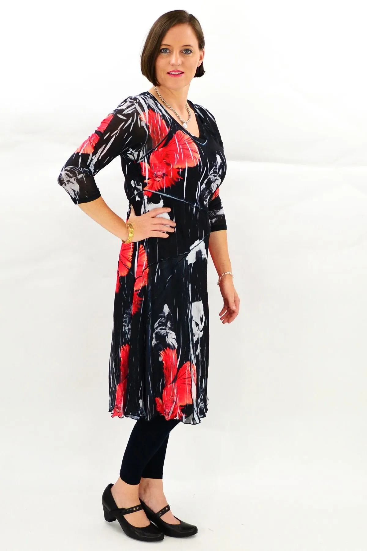 Red Oriental Style Tunic Dress