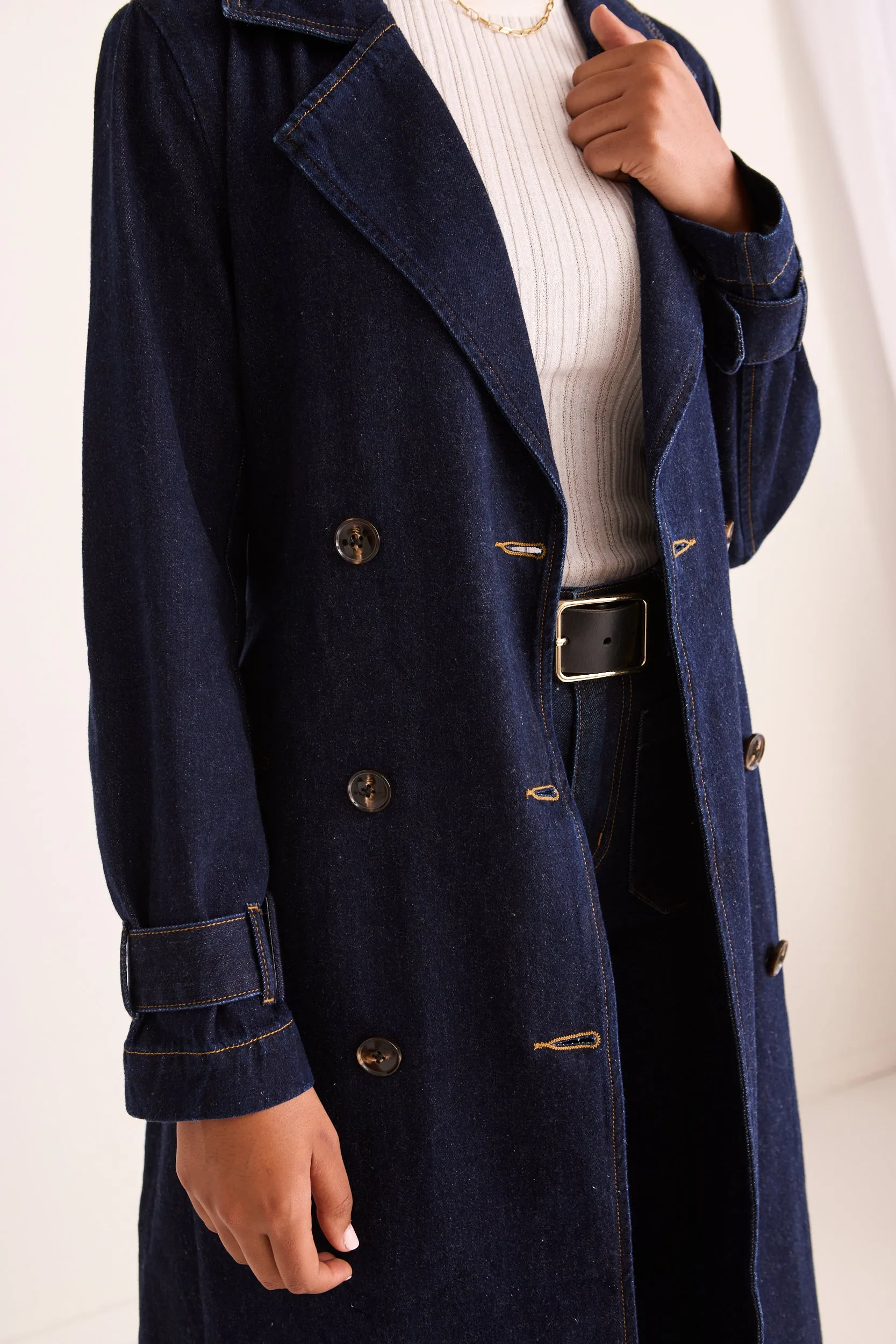 Rodeo Indigo Denim Trench Coat