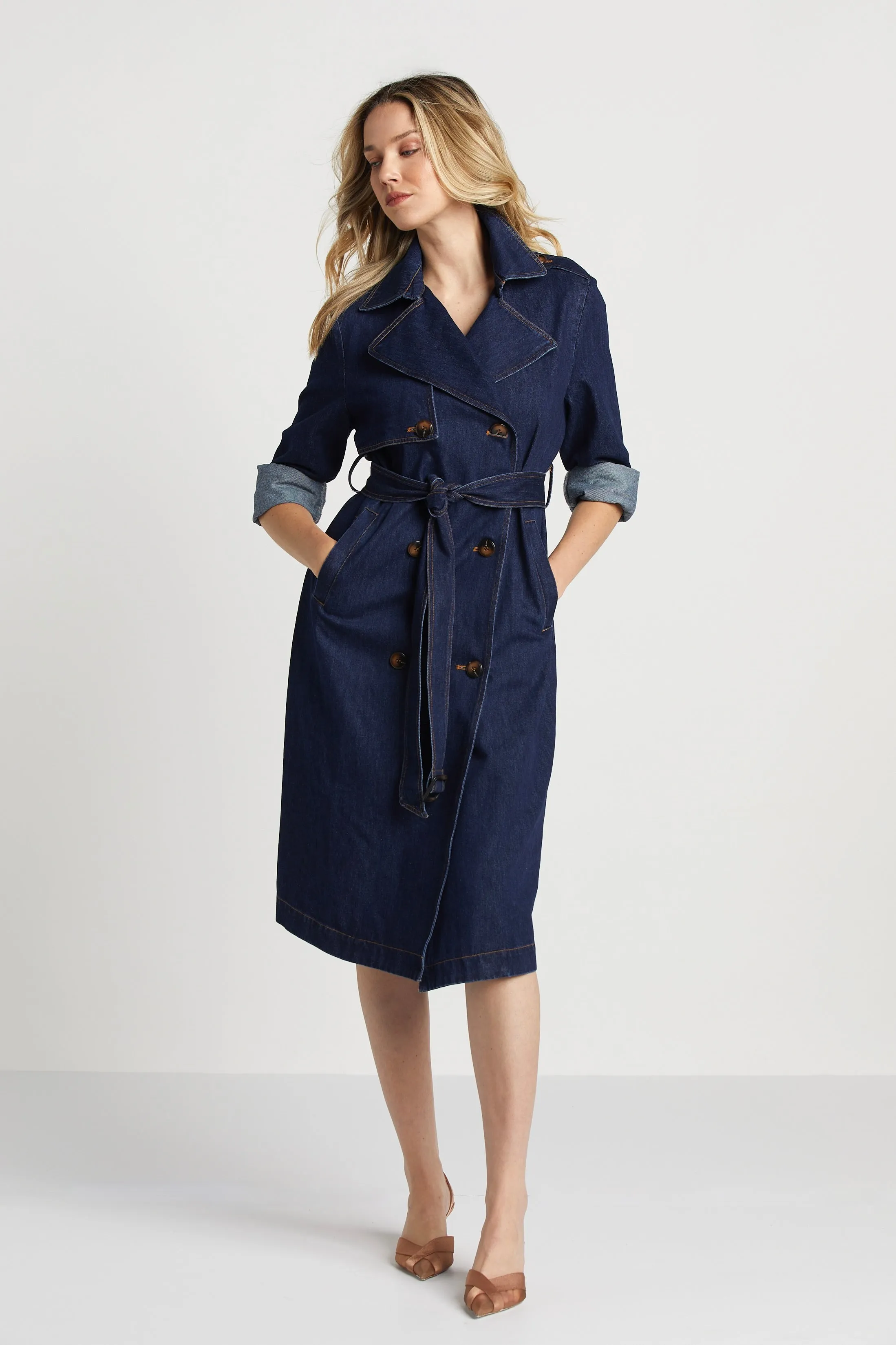 Rowan Dark Denim Trench Coat