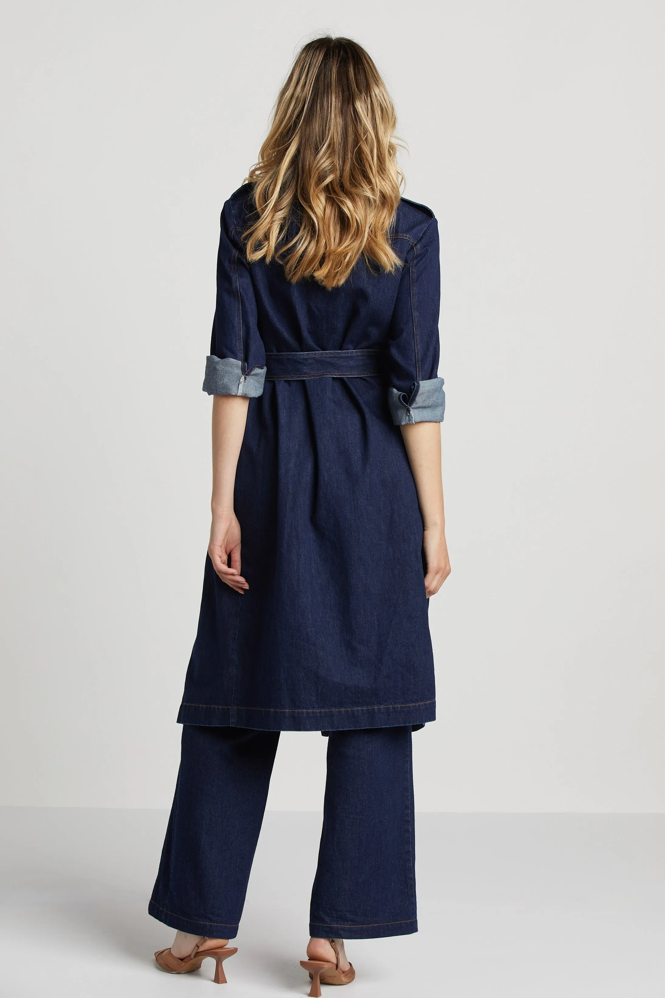 Rowan Dark Denim Trench Coat