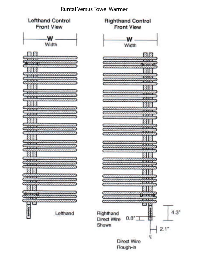 Runtal Versus VTRERD -6923 Hardwired Mounted Towel Warmer - 22.8"w x 68.5"h