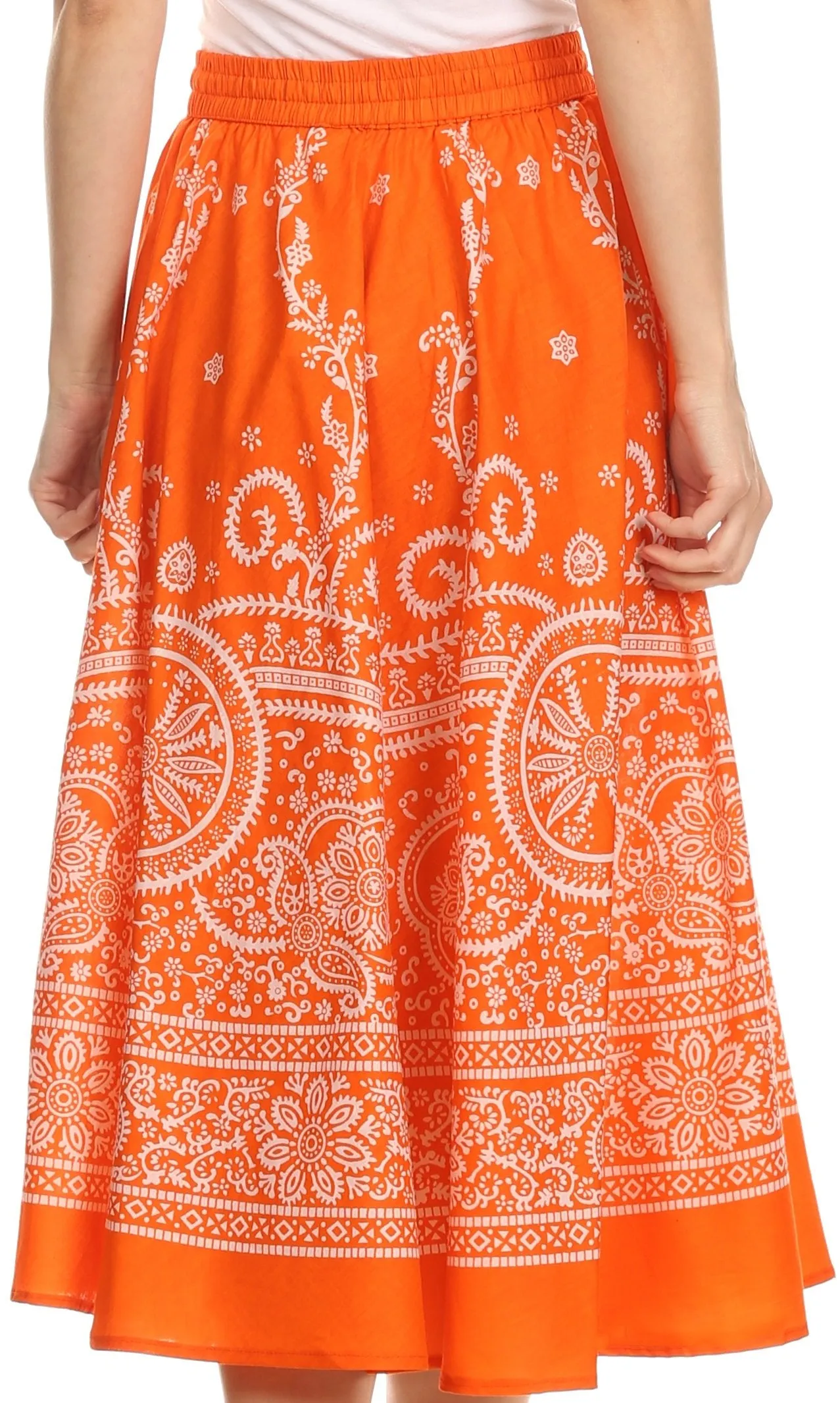 Sakkas Denia Circle Skirt With Floral Printed Designs And Adjustable Waistband