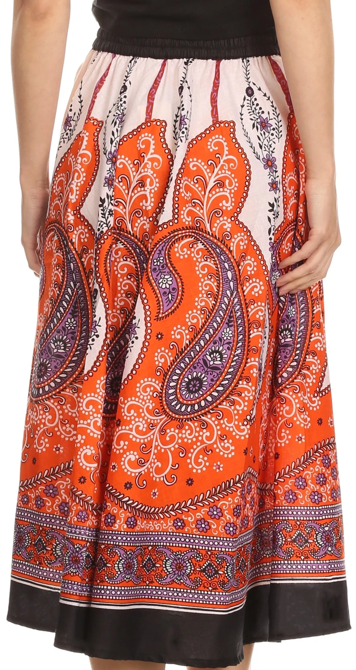 Sakkas Denia Circle Skirt With Floral Printed Designs And Adjustable Waistband