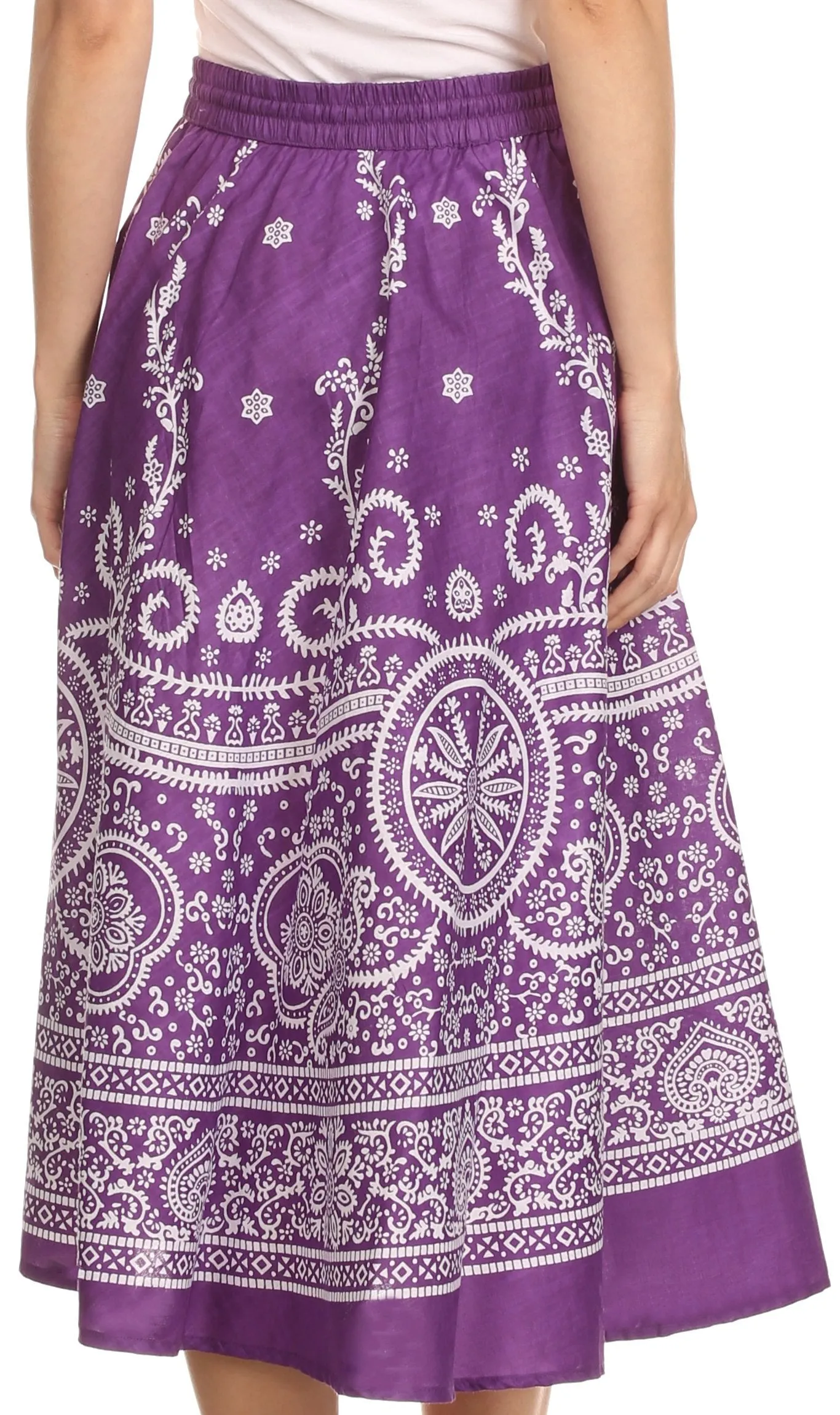 Sakkas Denia Circle Skirt With Floral Printed Designs And Adjustable Waistband