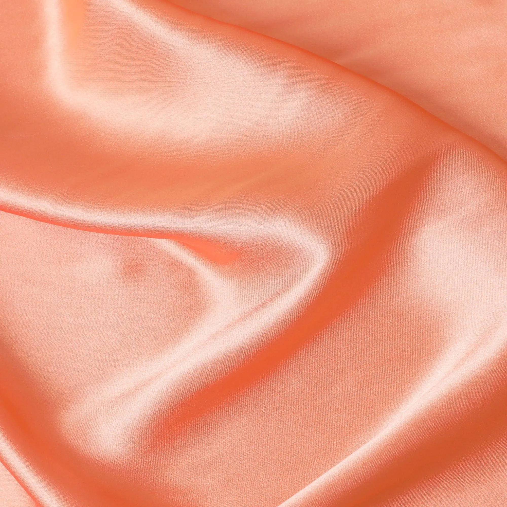 Salmon orange plain 100% Pure silk satin fabric-D9311