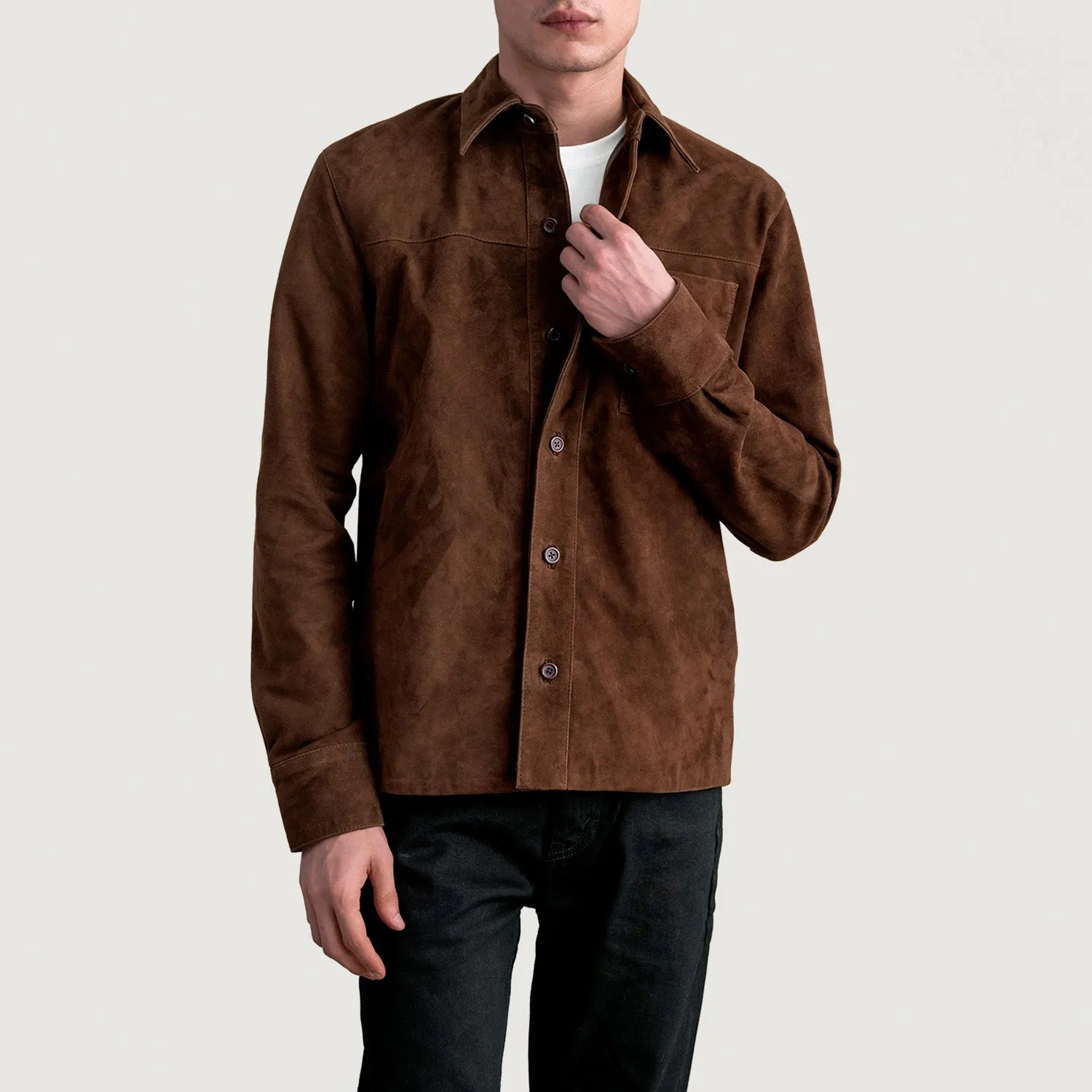 Scout Mocha Suede Leather Shirt