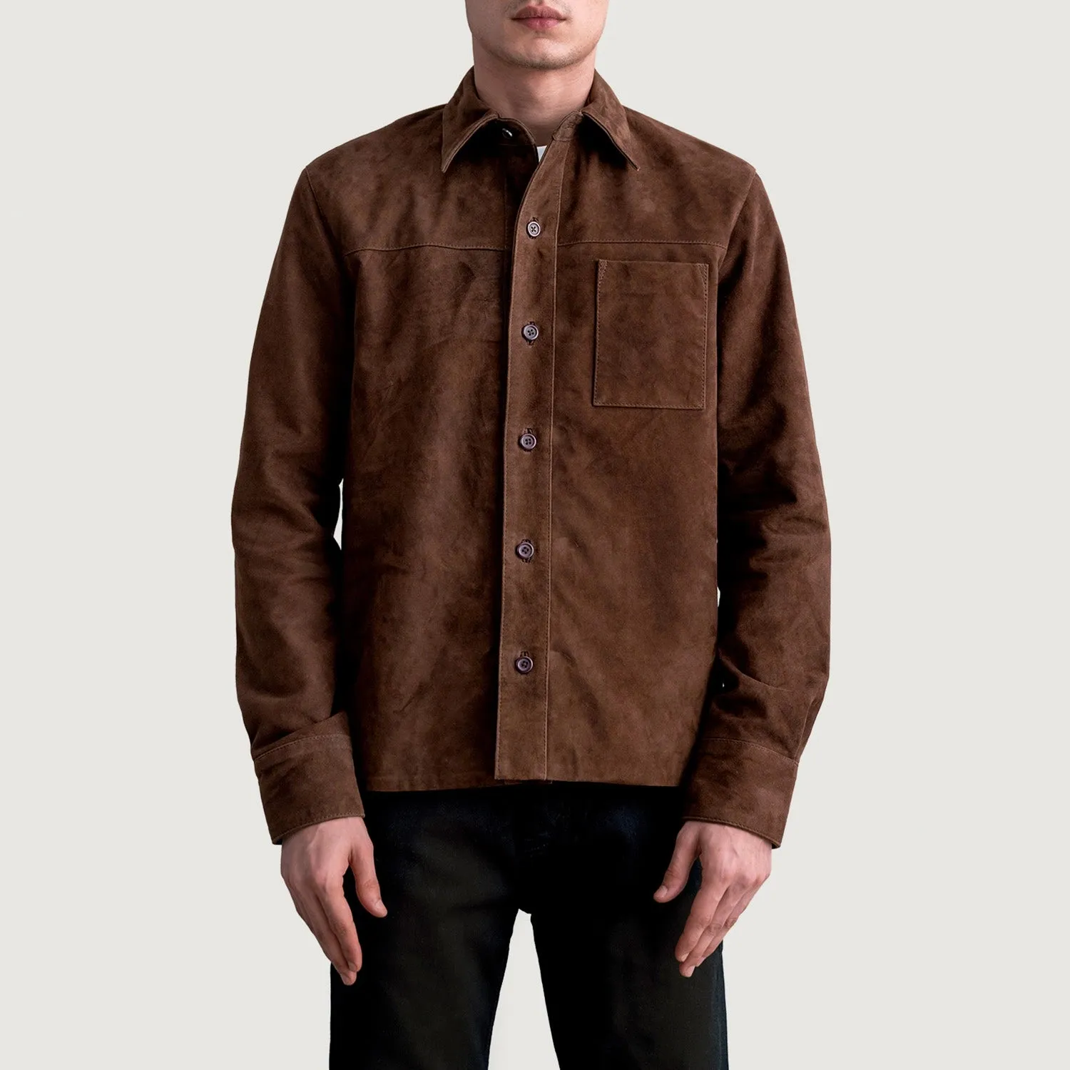 Scout Mocha Suede Leather Shirt