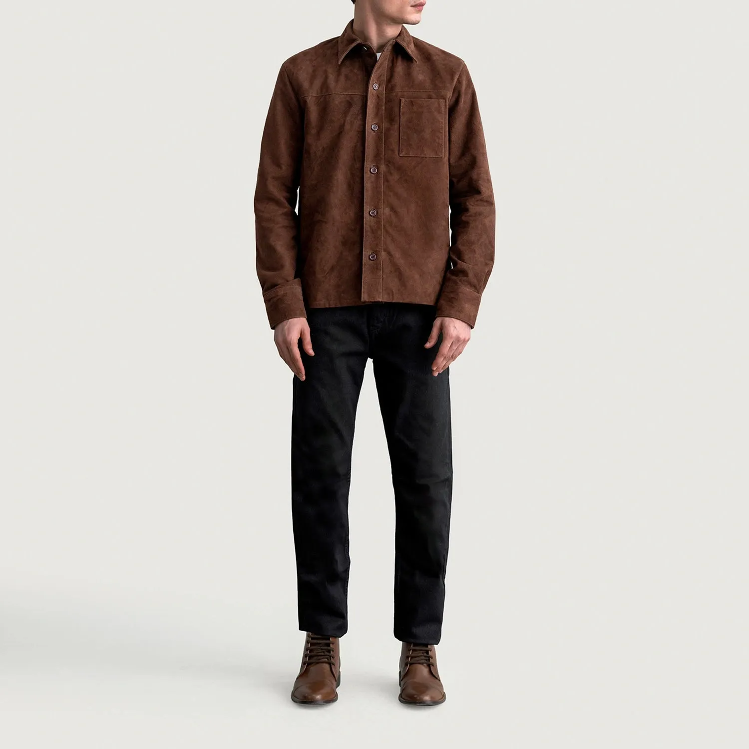 Scout Mocha Suede Leather Shirt