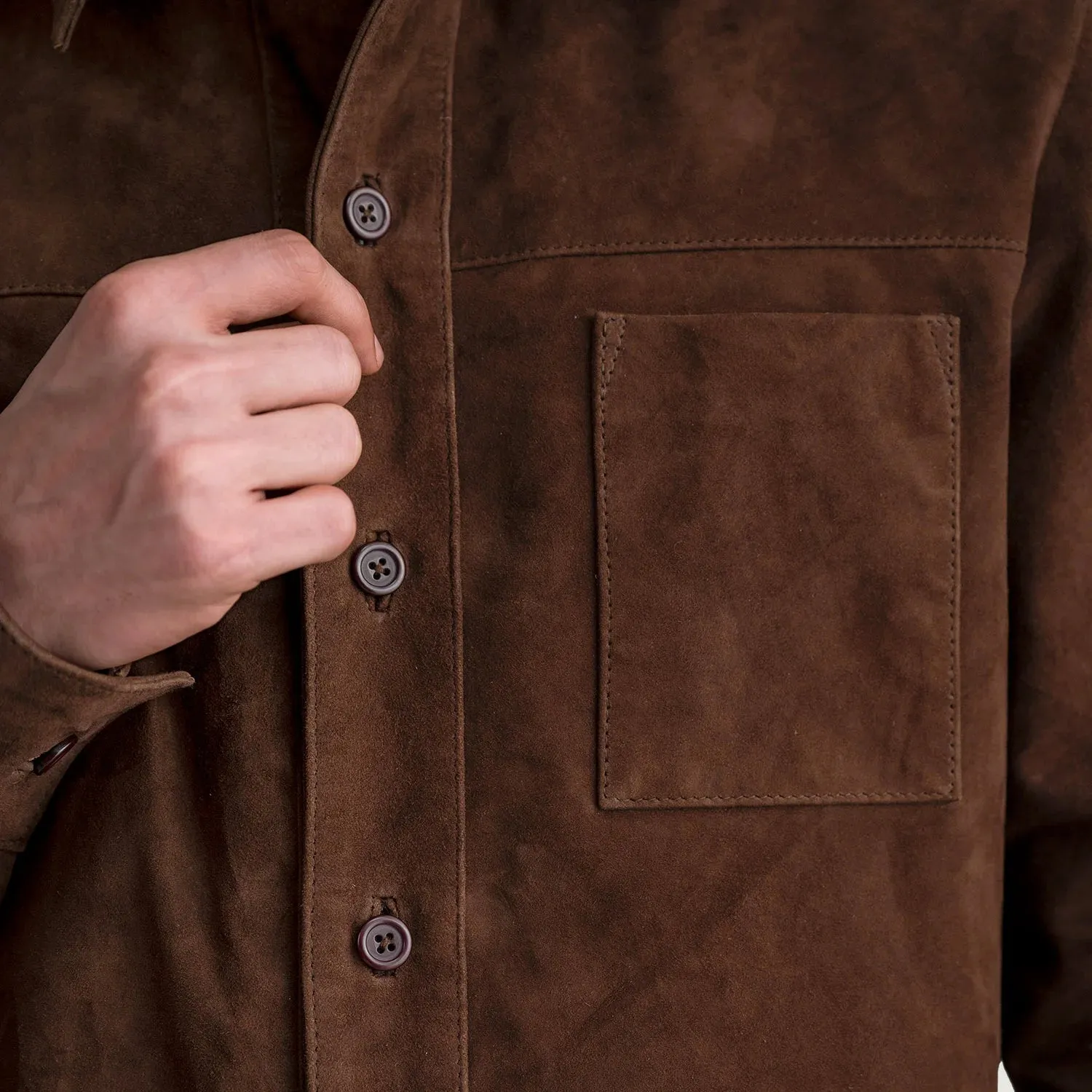 Scout Mocha Suede Leather Shirt