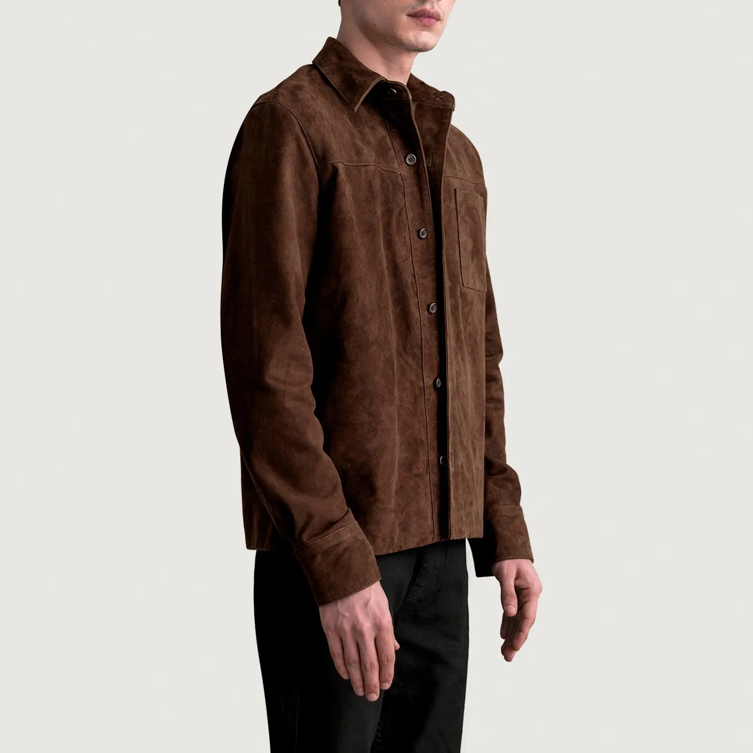 Scout Mocha Suede Leather Shirt