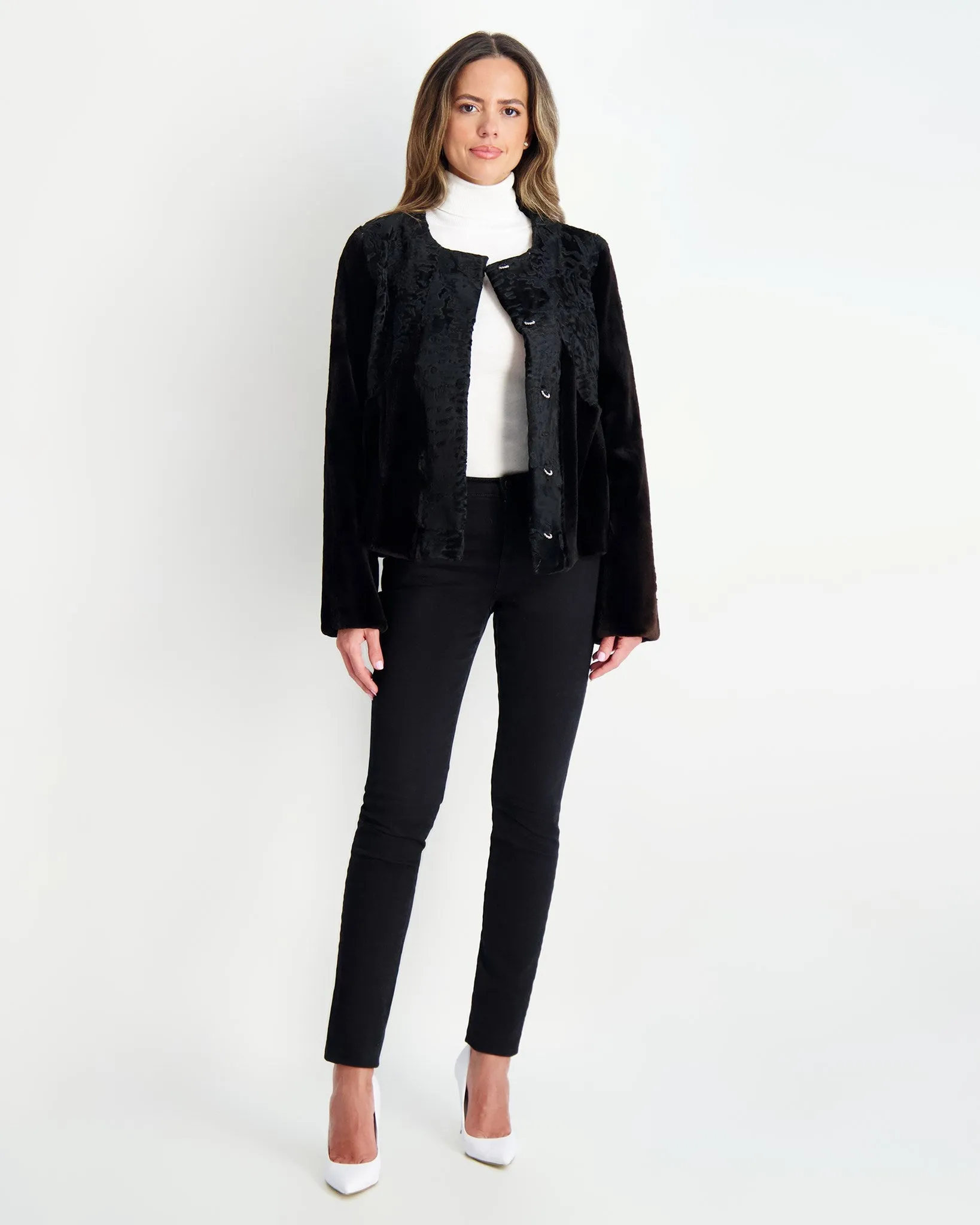 Sheared Mink Jacket with Lamb Trim