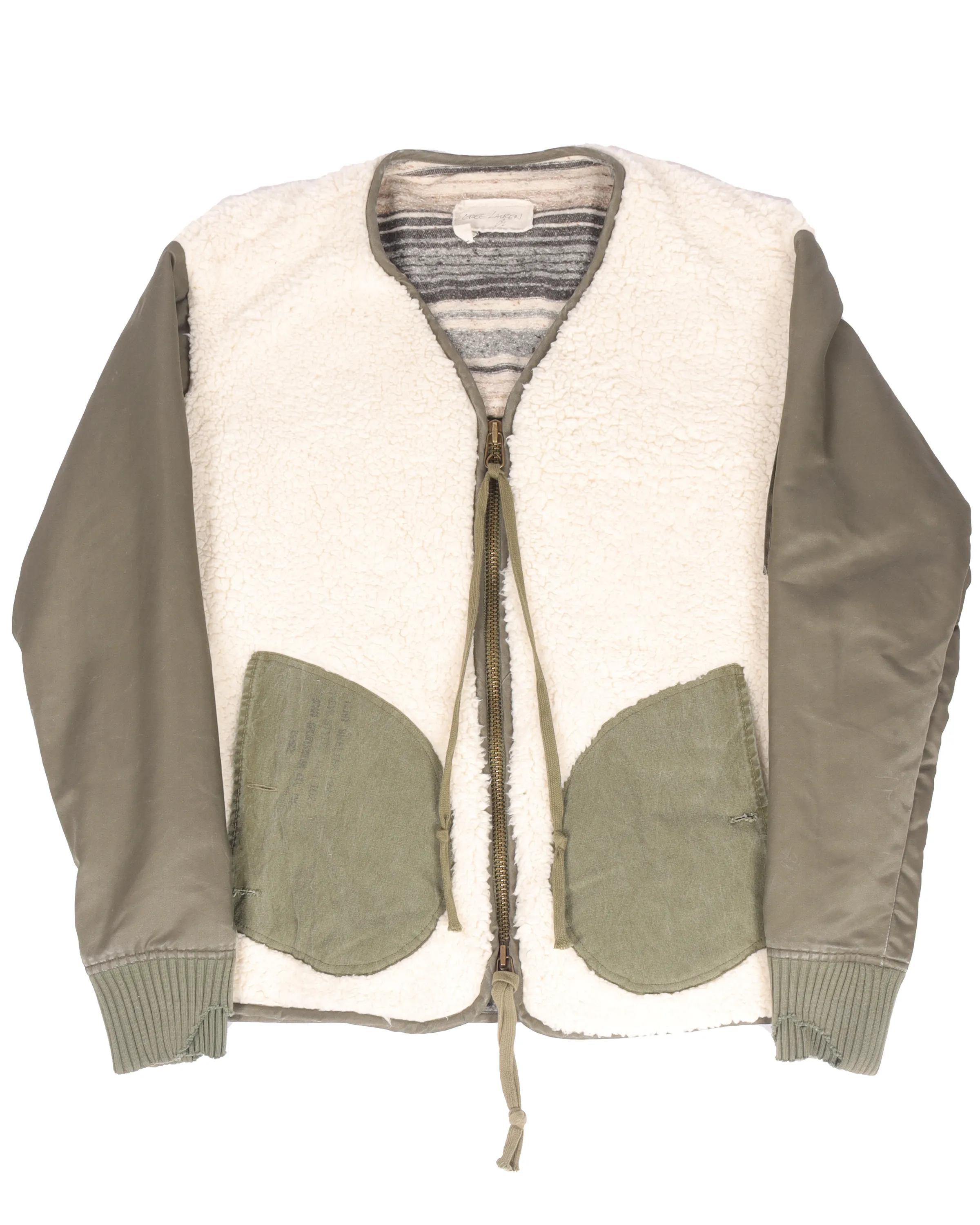 Sherpa & Washed Satin Flight Jacket