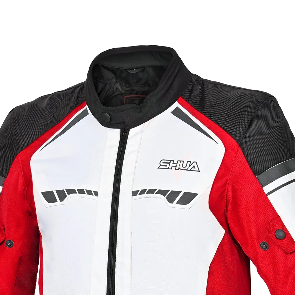 SHUA Immortal Textile Motorcycle Racing Jacket Men Ice Red Black