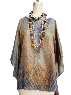 Silk Caftan Hand Painted Shibori Model 1 Gold