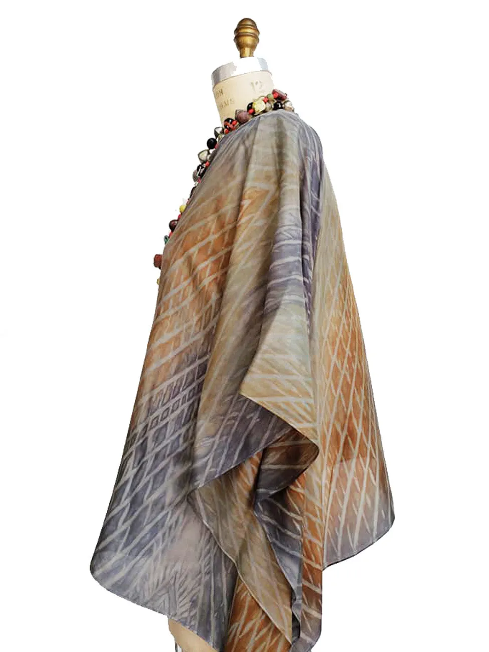 Silk Caftan Hand Painted Shibori Model 1 Gold