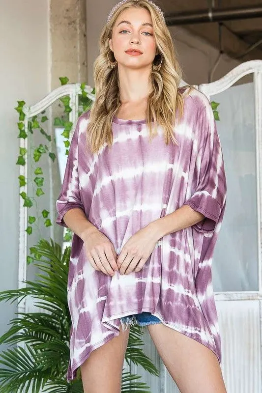 Striped Tie Dye Round Neck Tunic