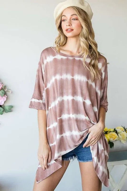 Striped Tie Dye Round Neck Tunic