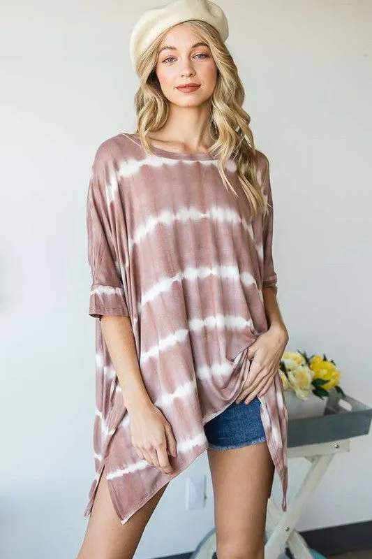 Striped Tie Dye Round Neck Tunic