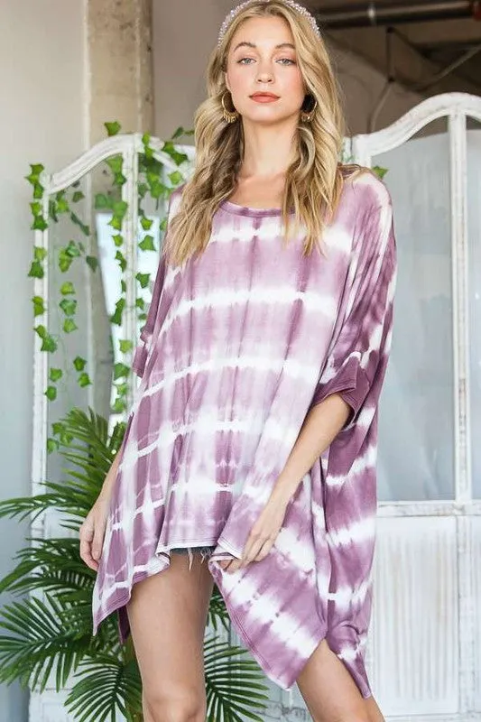 Striped Tie Dye Round Neck Tunic