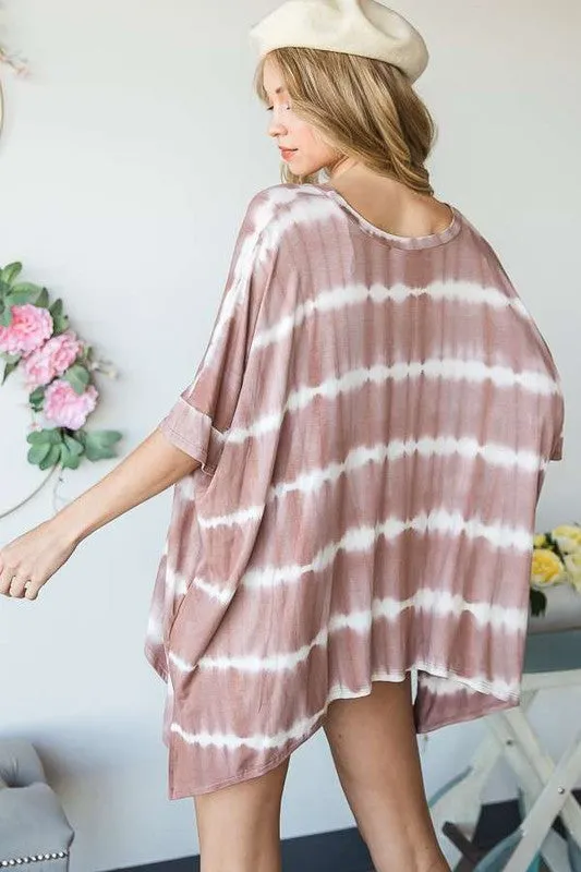 Striped Tie Dye Round Neck Tunic