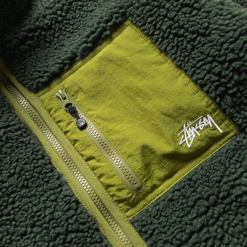 Stussy Sherpa Reversible Jacket - Dark Green