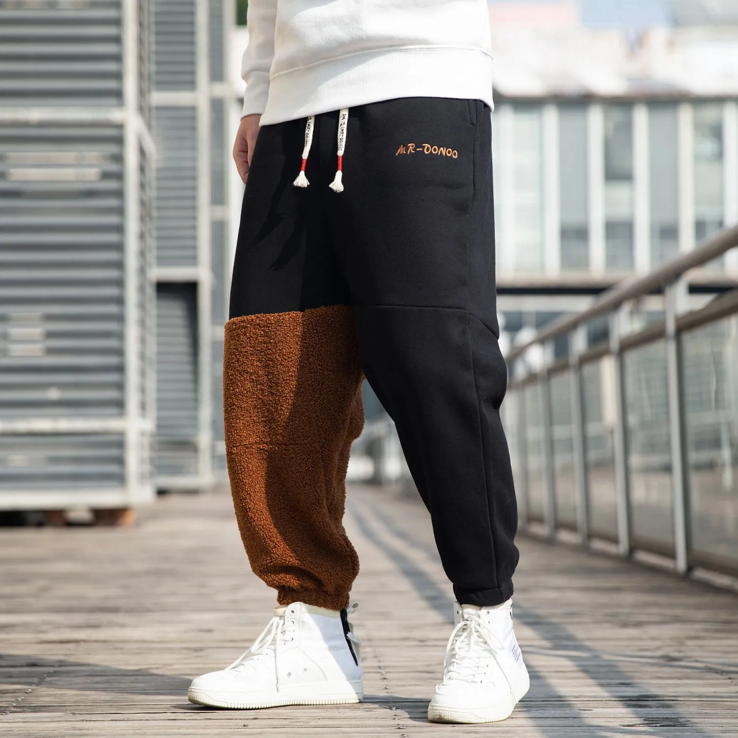 Teddy Bear Patchwork Embroidery Jogger Pants