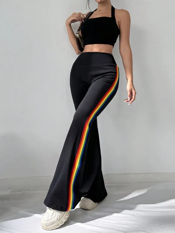 TEEK - High Waist Drape Wide Leg Straight Boot Cut Trousers