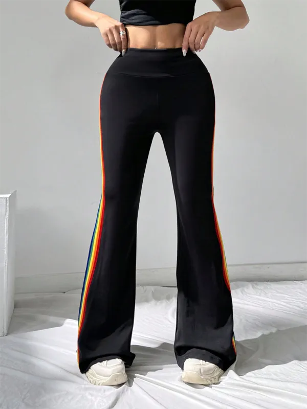 TEEK - High Waist Drape Wide Leg Straight Boot Cut Trousers