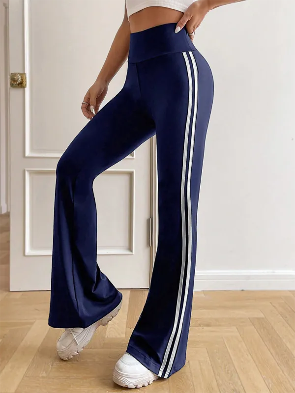 TEEK - High Waist Drape Wide Leg Straight Boot Cut Trousers