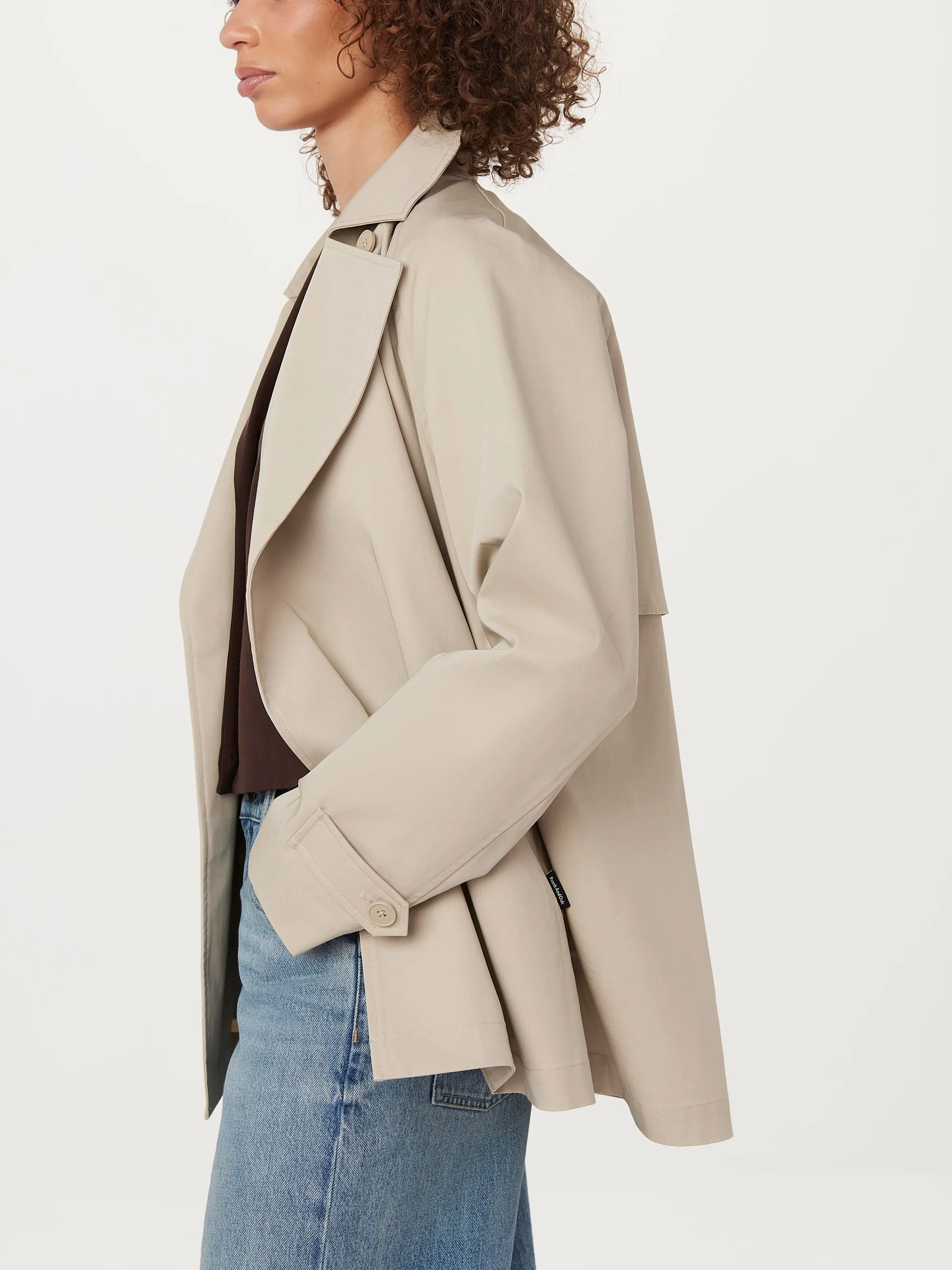 The Cropped Trench Coat in Light Beige