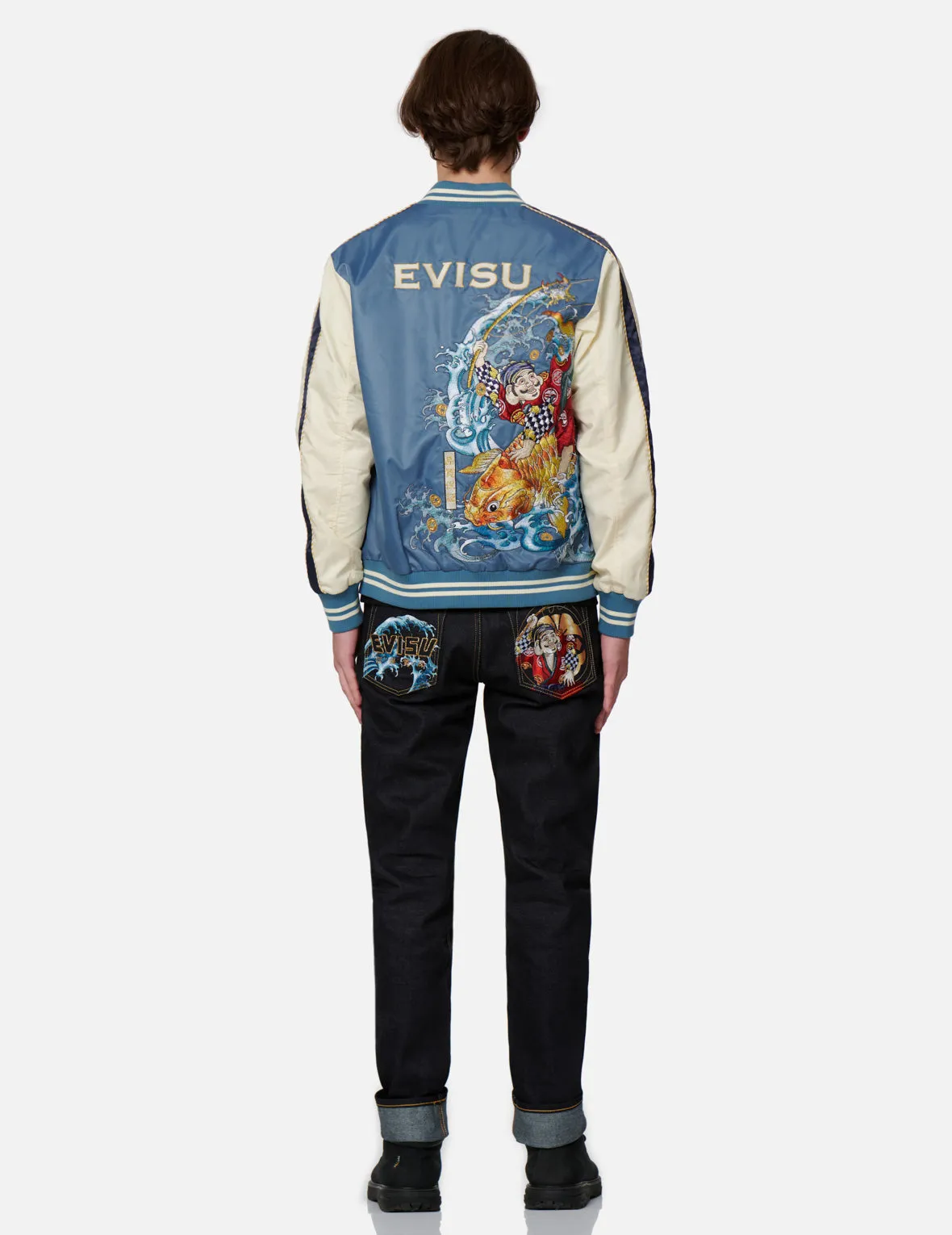 “The God of Fortune Riding Waves”Embroidery Souvenir Jacket