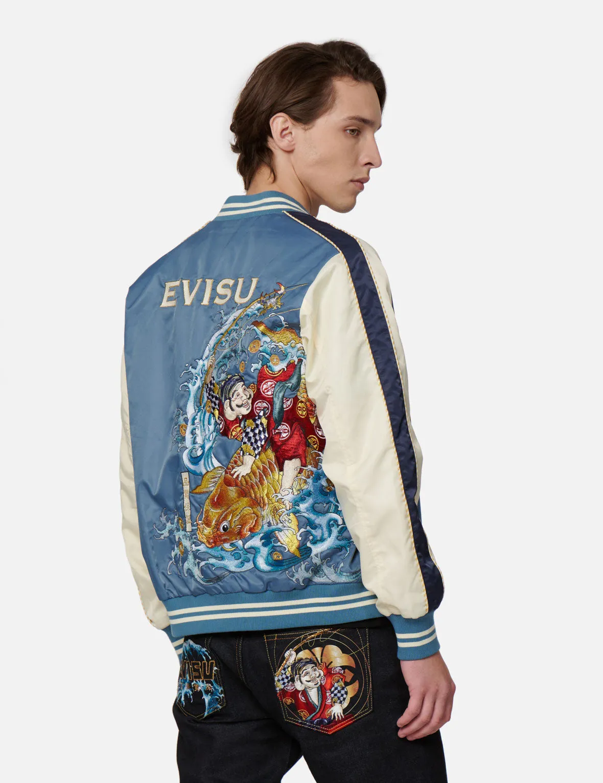 “The God of Fortune Riding Waves”Embroidery Souvenir Jacket