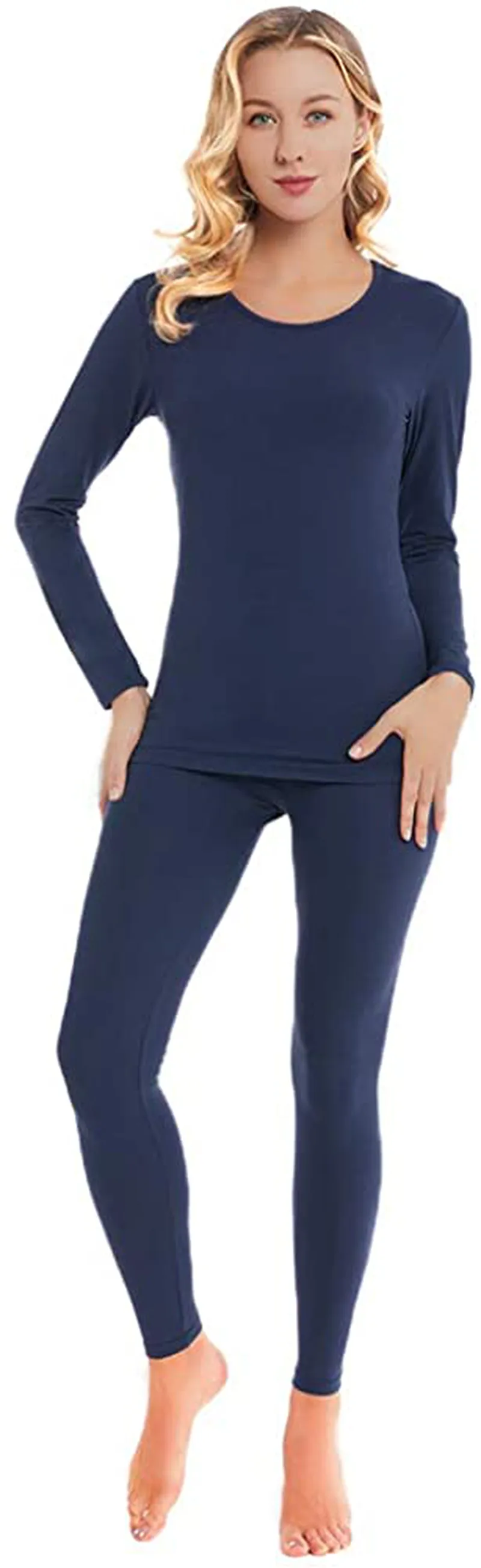 Thermal Underwear for Women Ultra-Soft Long Johns Set Cotton Base Layer Winter Ski Warm Top & Bottom