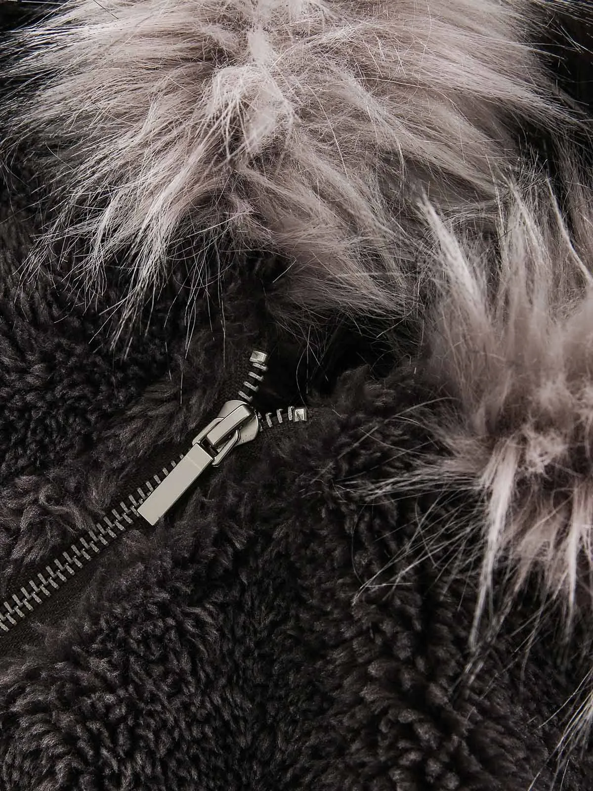 Thesupermade Fur Hooded Quilted Sherpa Jacket