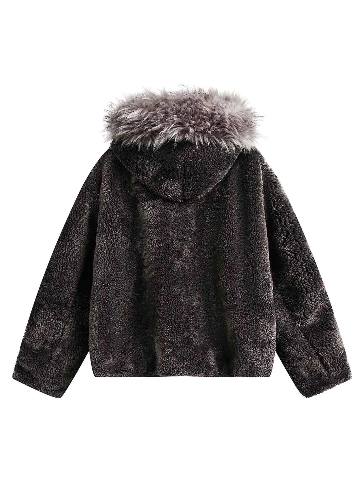 Thesupermade Fur Hooded Quilted Sherpa Jacket