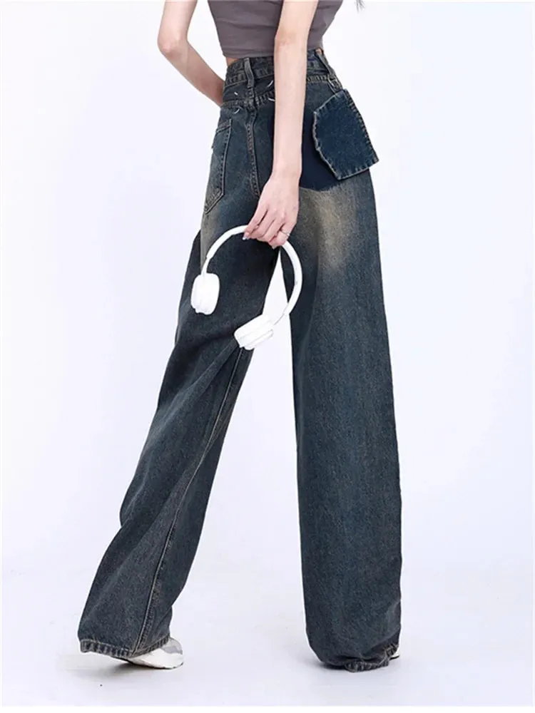 Toleet Loose High Waisted Jeans for Women 2024 New Fashion Vintage Straight Wide Leg Jeans Chic Streetwear Full Length Y2k Pants