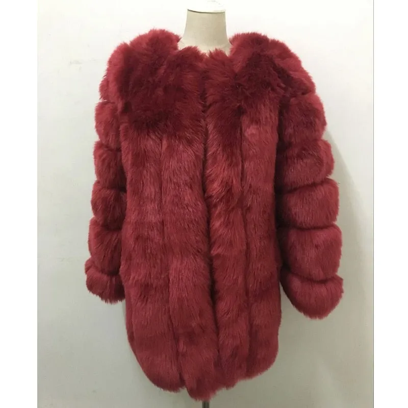 Trendy Faux Fur Mid Waist Coat