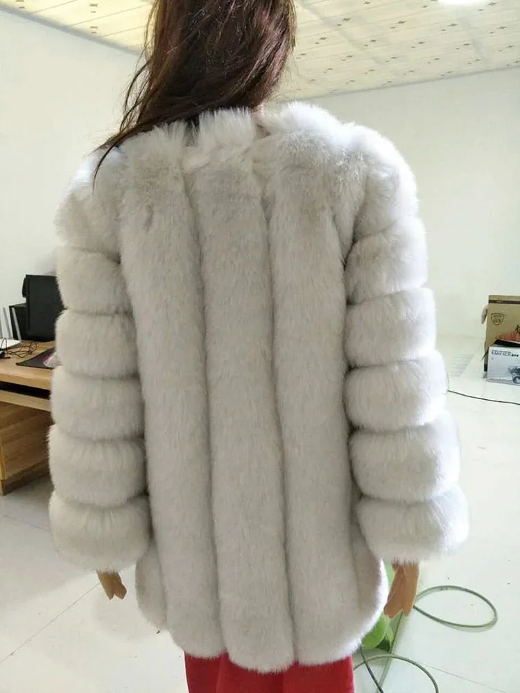 Trendy Faux Fur Mid Waist Coat