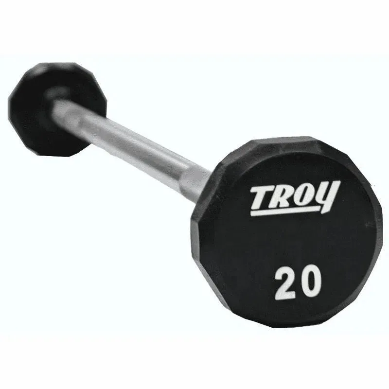 Troy Urethane Rubber Fixed Weight Barbell Set w/ Rack