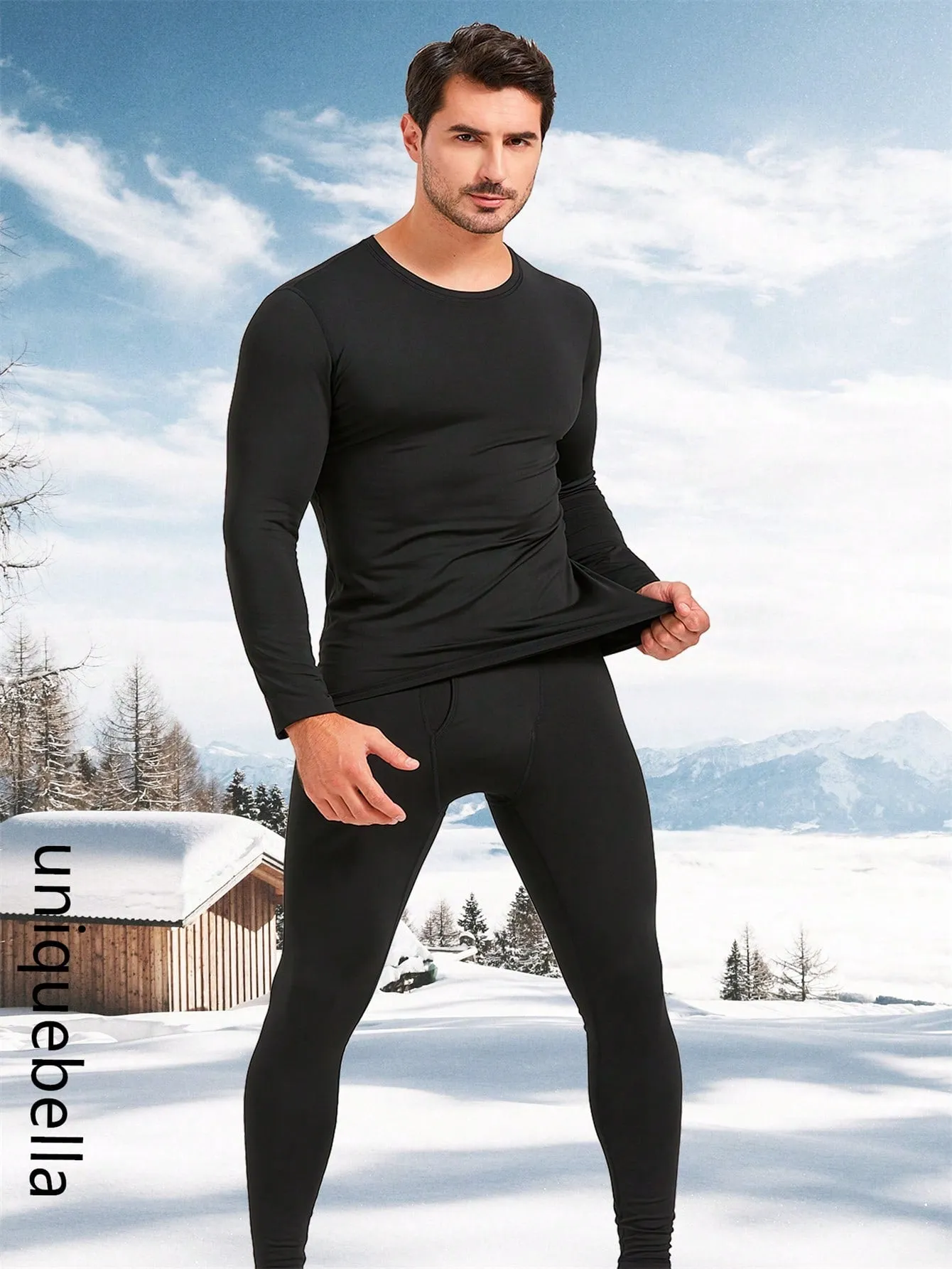 UNIQUEBELLA Thermal Underwear For Men Long Johns With Fleece Lined, Base Layer Men Cold Weather Top Bottom, Sports