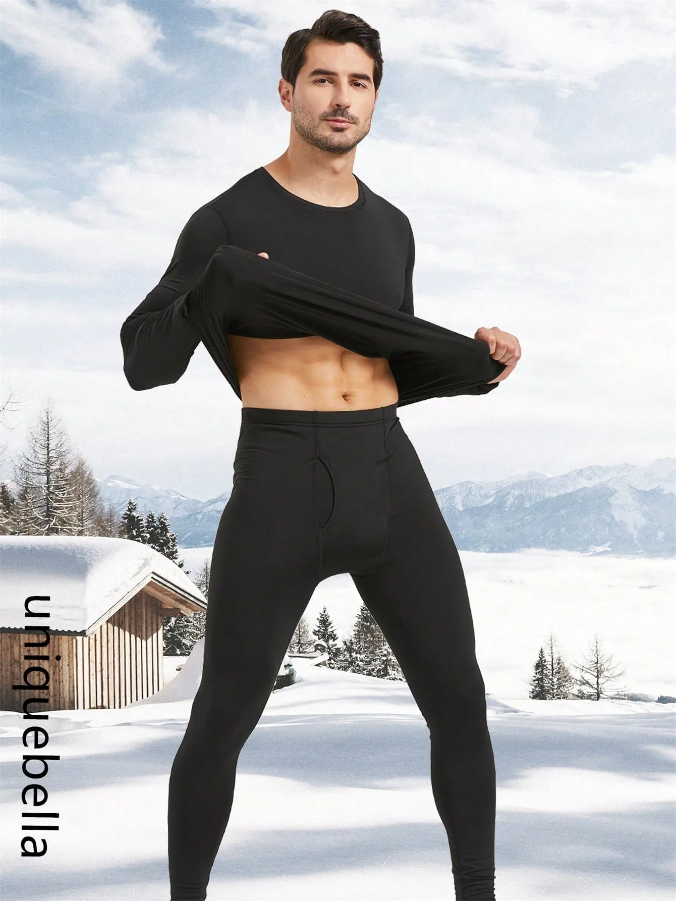 UNIQUEBELLA Thermal Underwear For Men Long Johns With Fleece Lined, Base Layer Men Cold Weather Top Bottom, Sports