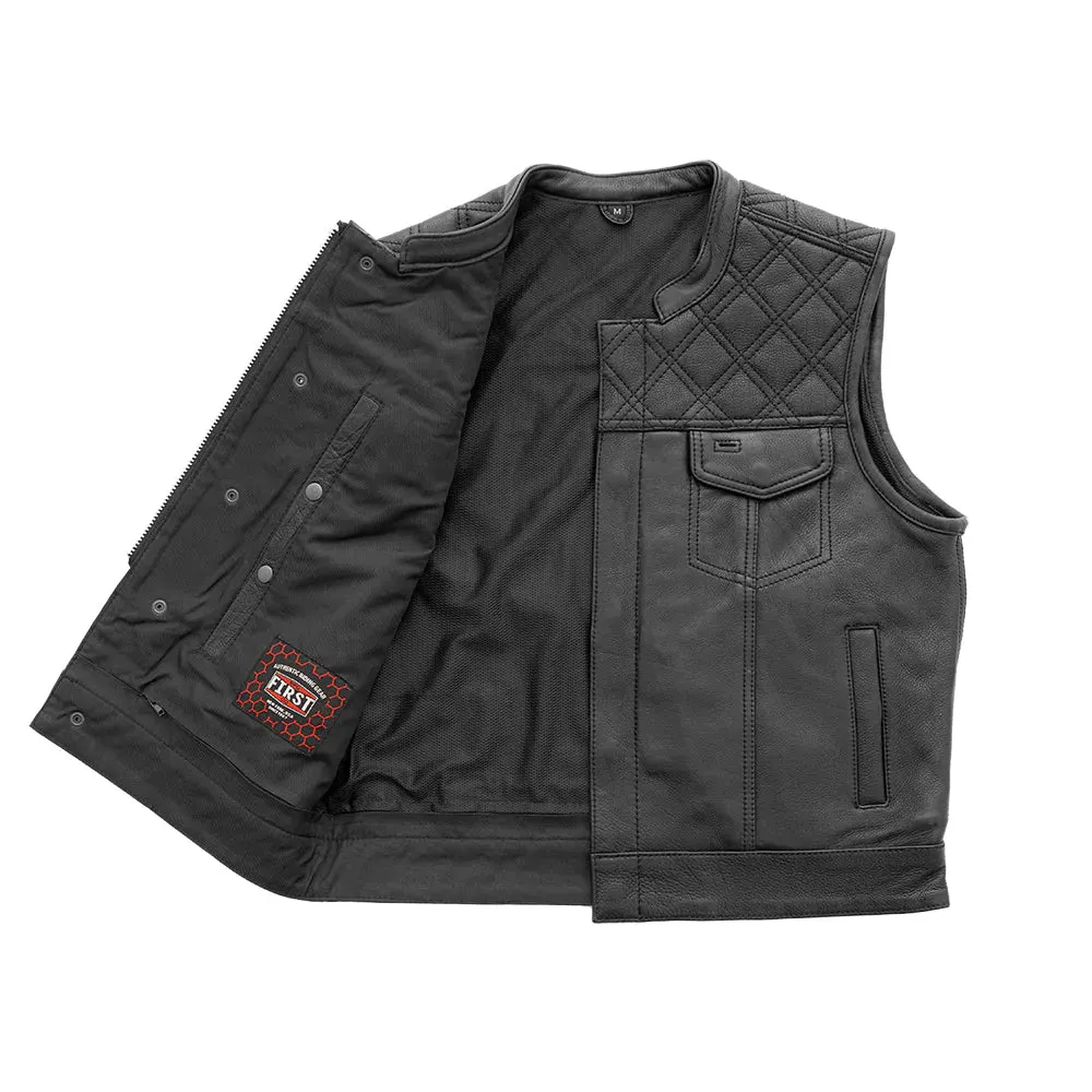 Upside Men's Club Style Leather Vest (Black)